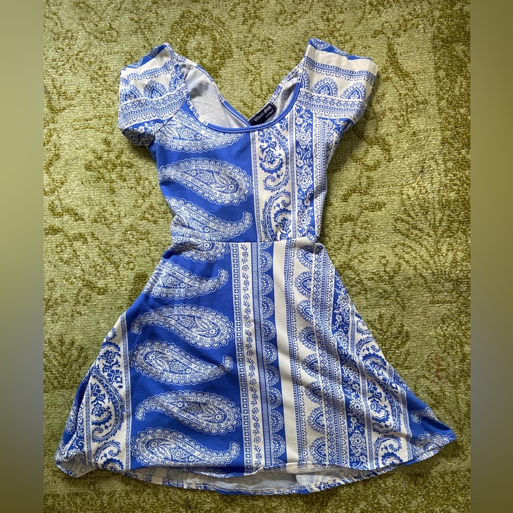 Cotton blue and white dress
